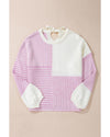 Bonbon Neutral Colorblock Tie Back Sweater - S