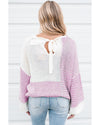 Bonbon Neutral Colorblock Tie Back Sweater - S