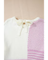 Bonbon Neutral Colorblock Tie Back Sweater - S