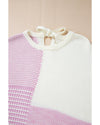Bonbon Neutral Colorblock Tie Back Sweater - S