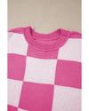 Rose Checkered Bishop Sleeve Sweater - L