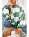 Green Checkered Bishop Sleeve Sweater - M