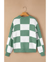 Green Checkered Bishop Sleeve Sweater - M