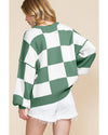 Green Checkered Bishop Sleeve Sweater - M