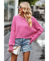 Ribbed Trim Drop Shoulder Baggy Sweater - L