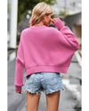 Ribbed Trim Drop Shoulder Baggy Sweater - L