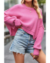 Ribbed Trim Drop Shoulder Baggy Sweater - L