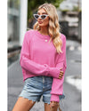 Ribbed Trim Drop Shoulder Baggy Sweater - L