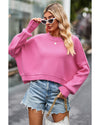 Ribbed Trim Drop Shoulder Baggy Sweater - M