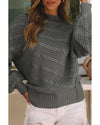 Gray Mock Neck Lantern Sleeve Cable Knit Sweater - XL