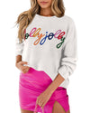 White Holly Jolly Round Neck Casual Sweater - S