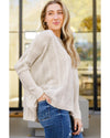 Beige Ribbed Hollow Knit Dolman Sleeve Sweater - M
