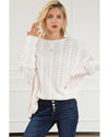 Beige Ribbed Hollow Knit Dolman Sleeve Sweater - XL