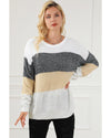 Multicolour Color Block Drop Shoulder Knit Sweater - L