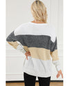 Multicolour Color Block Drop Shoulder Knit Sweater - M
