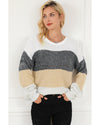 Multicolour Color Block Drop Shoulder Knit Sweater - M