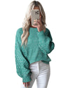 Sea Green Cable Knit Sleeve Drop Shoulder Sweater - XL
