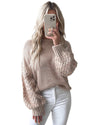 Parchment Cable Knit Sleeve Drop Shoulder Sweater - L
