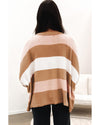 Multicolour Striped Knit Drop Shoulder Loose Sweater - L