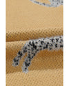 Camel Fuzzy Cheetah Accent Round Neck Sweater - XL