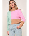 Multicolour Colorblock Mock Neck Ribbed Trim Sweater - M