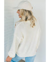 White Pumpkin Yarn Stitch Ribbed Knit Sweater - XL