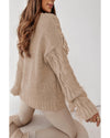 Parchment Tasseled Braided Knit Sweater - M