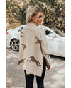 Parchment Lively Cheetah Print High Neck Split Hem Sweater - M