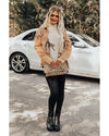 Parchment Lively Cheetah Print High Neck Split Hem Sweater - M
