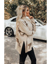 Parchment Lively Cheetah Print High Neck Split Hem Sweater - M