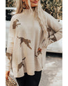 Parchment Lively Cheetah Print High Neck Split Hem Sweater - M