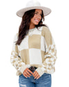 Flaxen Checkered Print Drop Shoulder Sweater - XL