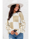 Flaxen Checkered Print Drop Shoulder Sweater - XL