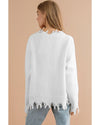White Frayed Sequin Tiger Sweater - L