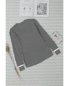 Medium Grey Ribbed Trim Crew Neck Long Sleeve Sweater - L