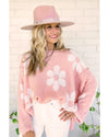 Multicolour Pearl Beaded Floral Drop Shoulder Sweater - L