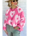 Bonbon Pearl Beaded Heart Drop Shoulder Sweater - M