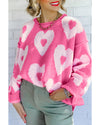Bonbon Pearl Beaded Heart Drop Shoulder Sweater - M
