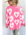 Bonbon Pearl Beaded Heart Drop Shoulder Sweater - M
