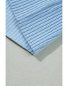 Beau Blue Patch Pocket Ribbed Knit Short Sleeve Sweater - XL