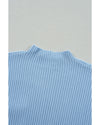 Beau Blue Patch Pocket Ribbed Knit Short Sleeve Sweater - XL