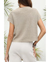 Pale Khaki Patch Pocket Short Sleeve Sweater - XL