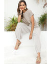 Pale Khaki Patch Pocket Short Sleeve Sweater - XL