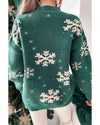 Blackish Green Christmas Snowflake Mock Neck Sweater - S