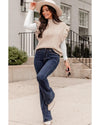 Parchment Cable Knit Mock Neck Cap Sleeve Sweater - XL