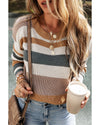 Camel Classic Round Neck Colorblock Knit Sweater - M