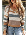 Camel Classic Round Neck Colorblock Knit Sweater - M