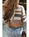 Camel Classic Round Neck Colorblock Knit Sweater - XL