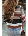 Taupe Classic Round Neck Colorblock Knit Sweater - XL
