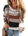 Taupe Classic Round Neck Colorblock Knit Sweater - XL